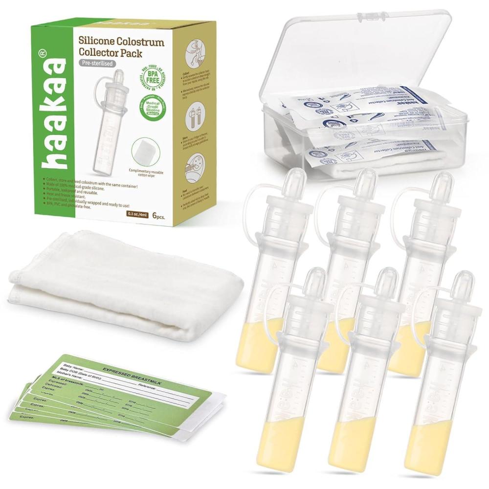 image:imagehaakaa Colostrum Collector Syringes for Breastmilk Collector for Breastfeeding Moms to Collect Store and Feed Colostrum 01oz4ml 2pcs6 Count Pack of 1