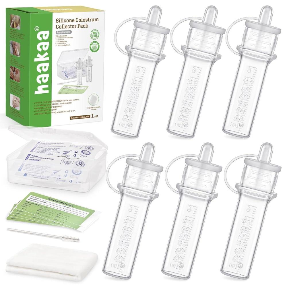 image:imagehaakaa Colostrum Collector Syringes for Breastmilk Collector for Breastfeeding Moms to Collect Store and Feed Colostrum 01oz4ml 2pcs6 Count Pack of 16ml