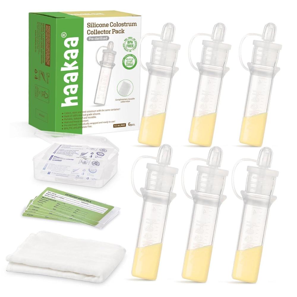 image:imagehaakaa Colostrum Collector with Storage Case Set Included 1 pc Reusable Cotton Wipe and Storage Box 01oz4ml 6 pcs6 Count Pack of 1