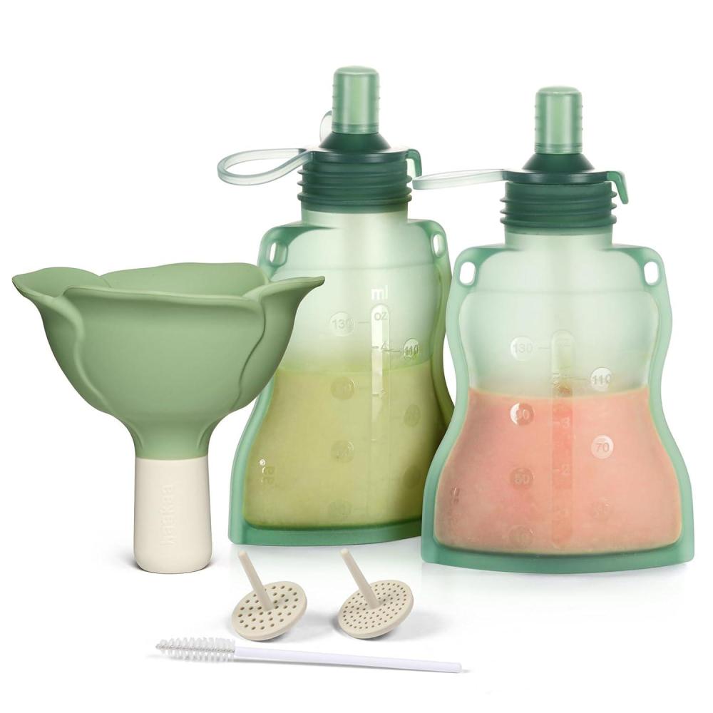 image:imagehaakaa Fill amp Go Yummy Pouch Flower Funnel Combo Pea Green Pouch 2pcs Spring Green FunnelPea Green