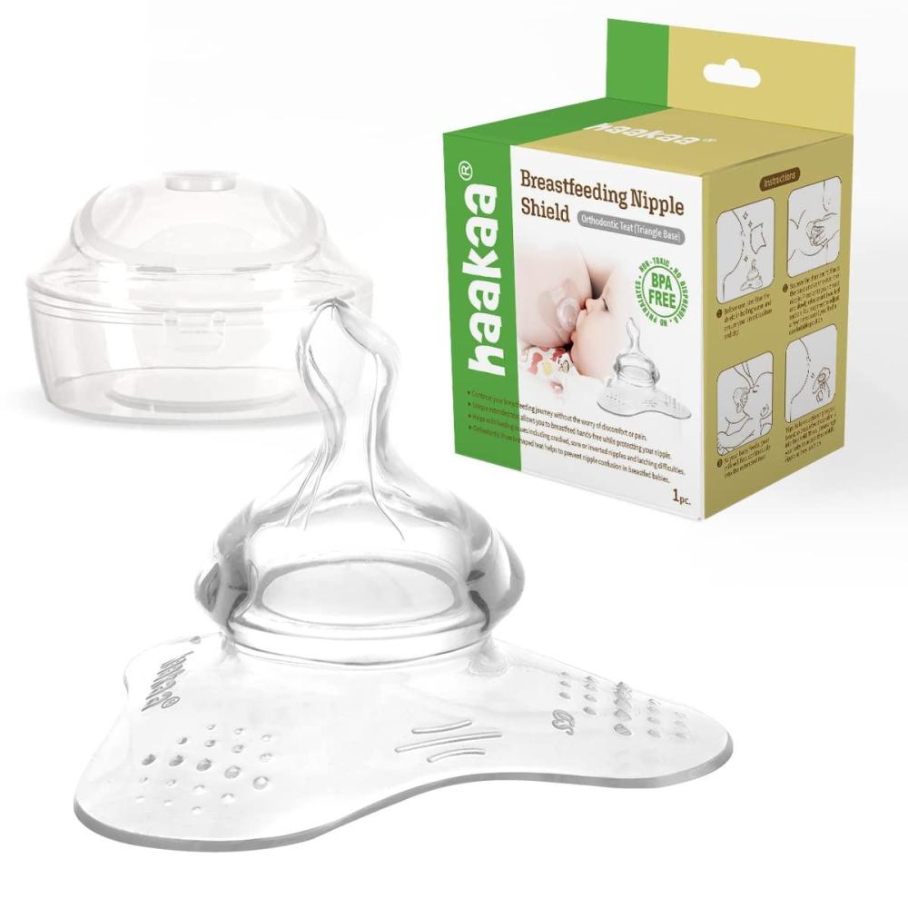 image:imagehaakaa Nipple Shield Orthodontic Teat for Cracked Flat Inverted Nipple and Latch On Difficulties to Help Mums Continue Breastfeeding Triangle Base 1pk