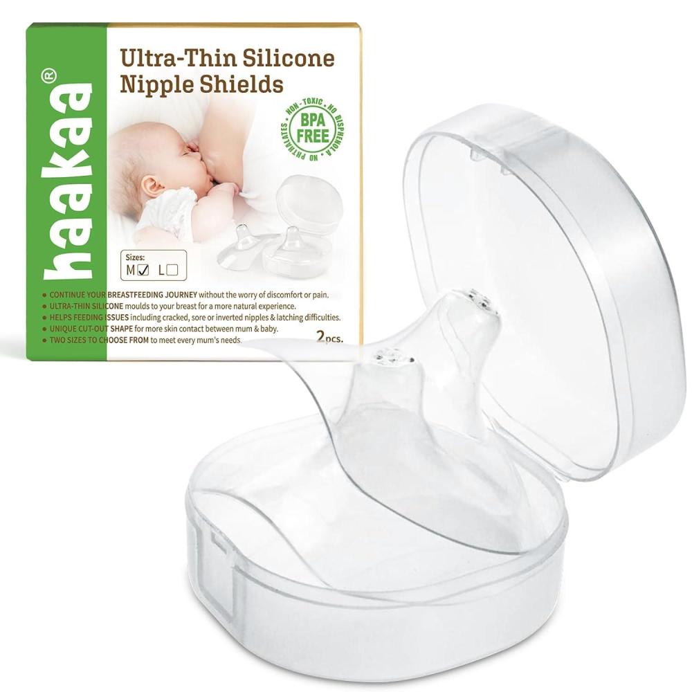 image:imagehaakaa Nippleshield Silicone Nipple Shields for Breastfeeding with Carry Case UltraThin SuperSoft 18mm 2pk18mm