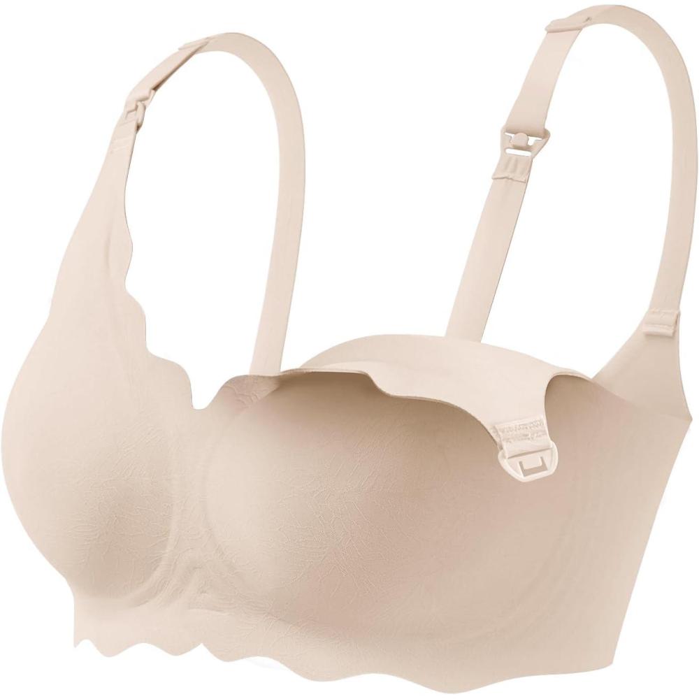 image:imagehaakaa Nursing Bras for Breastfeeding UltraComfort Seamless Maternity Bra with JellyStrip SupportBeige
