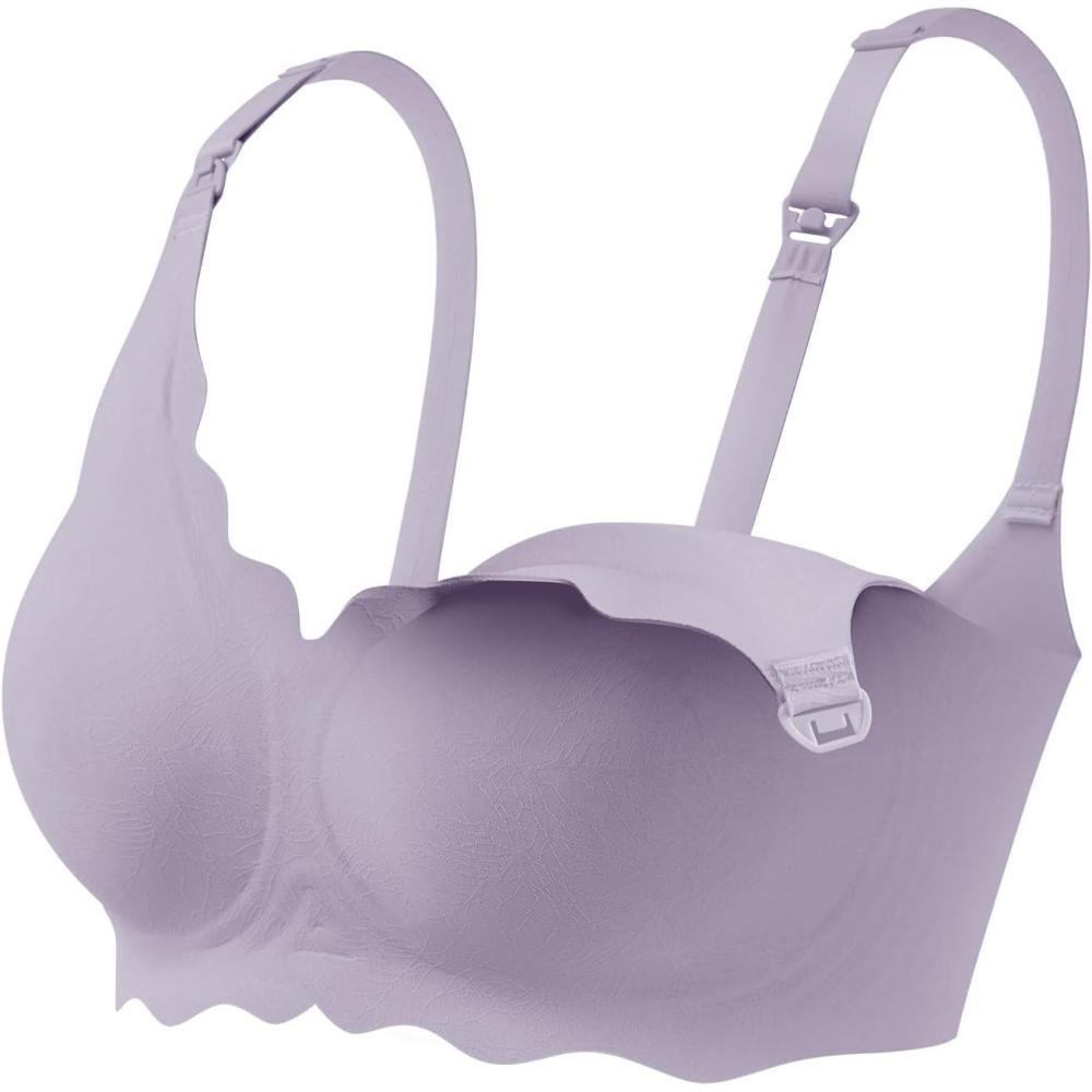image:imagehaakaa Nursing Bras for Breastfeeding UltraComfort Seamless Maternity Bra with JellyStrip SupportLilac