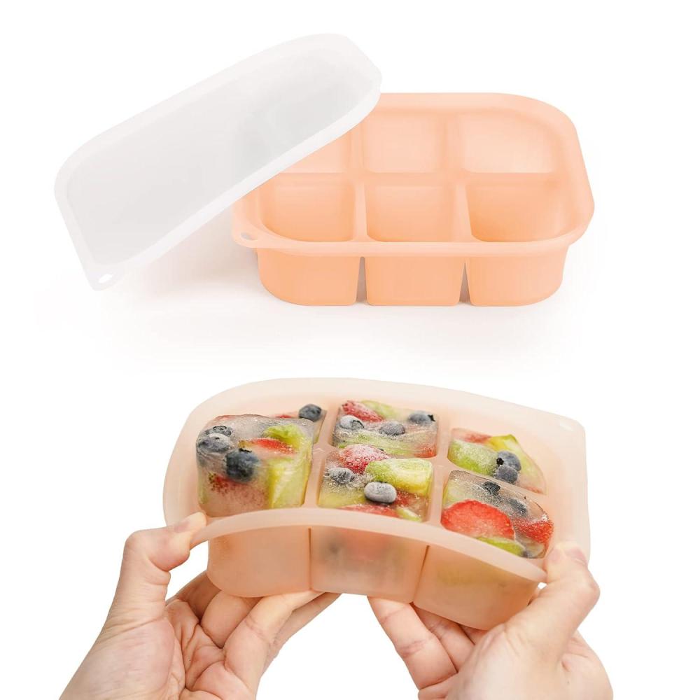 image:imagehaakaa Silicone Baby Food Freezer Tray with Lid by haakaa  Perfect Storage Container for Homemade Baby Food Vegetable amp Fruit Purees and Breast Milk Pea GreenBlush