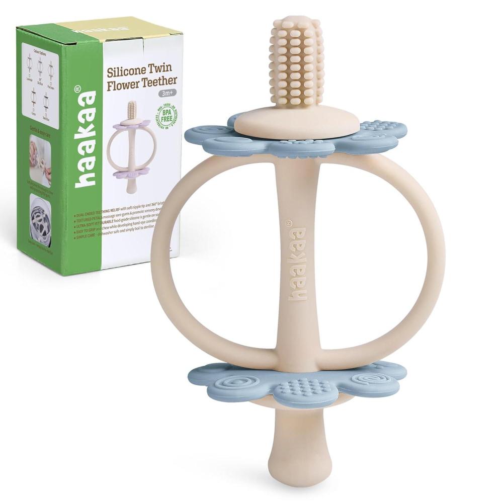 image:imagehaakaa Silicone Baby Teether ToysNippleShaped End for Gum Massage360 Baby Toothbrush Head for SelfBrushing TrainingEasy to Grip Sky Blue