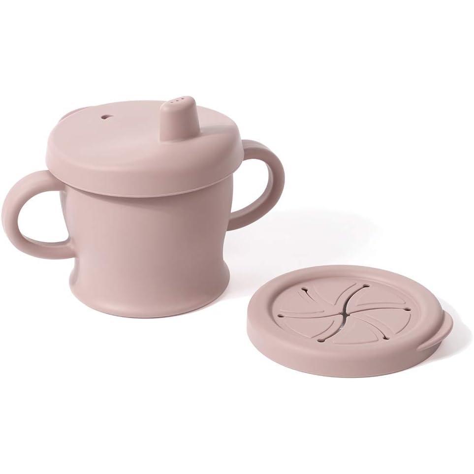 image:imagehaakaa Silicone SipNSnack Cup Dropproof Toddlers Sippy Cup amp Snack Container 2in1 BPA Free Food Grade Silicone Cup for Baby 6 Months 9 Ounce GreyBlush