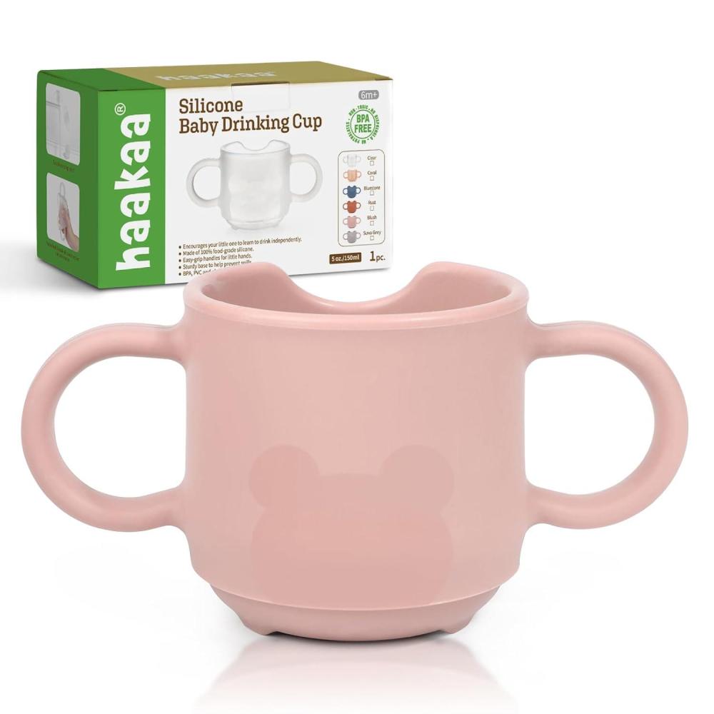 image:imagehaakaa Silicone Toddler Cups BPA Free Dropproof Training Cups for Baby 6 Months 5 OunceBlush