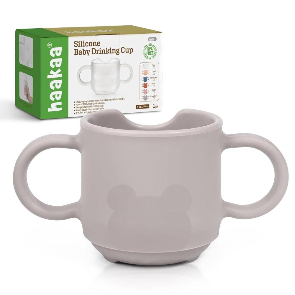 image:imagehaakaa Silicone Toddler Cups BPA Free Dropproof Training Cups for Baby 6 Months 5 OunceGray