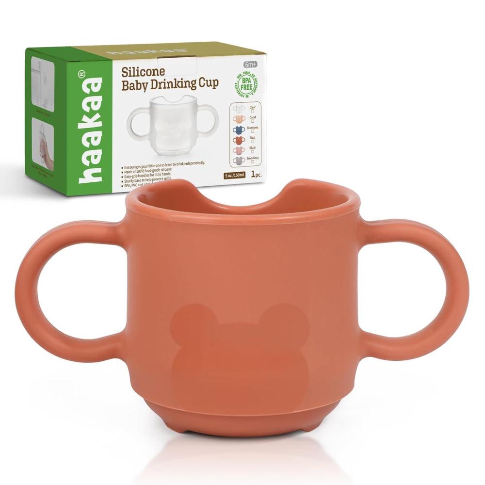 image:imagehaakaa Silicone Toddler Cups BPA Free Dropproof Training Cups for Baby 6 Months 5 OunceRed