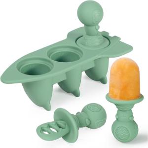 Haakaa Astronaut Ice Pop Mould Set – Mini Silicone Breastmilk Popsicle Molds with Sticks, Anti-Choking Design, Ideal for Baby Teething Relief, Frozen Breastmilk Treat Maker for Infant(Pea Green)