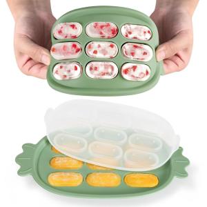 Haakaa Baby Popsicle Mold – Baby Food Maker & Breastmilk Teething Freezer Tray – BPA Free Silicone-Green(Green)