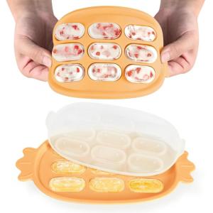 Haakaa Baby Popsicle Mold – Baby Food Maker & Breastmilk Teething Freezer Tray – BPA Free Silicone-Green(Orange)