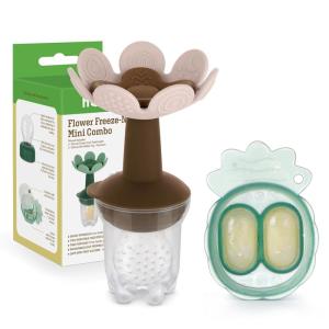 Haakaa Flower Baby Fresh Fruit Food Feeder with Mini Freezer Nibble Tray, Breastmilk Popsicle Mold for Baby Cooling Relief, Food Grade Silicone Baby Mesh Feeder for Infants 4M+ (PeaGreen)(Blush)