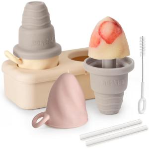 Haakaa Freeze-N-Sip Ice Cream Popsicle Mold Set,Reusable Silicone Popsicles Molds for Kids – BPA Free, Easy Release Ice Pop Maker – Homemade DIY Ice Cream Molds (Marigold)(Slate Berry)