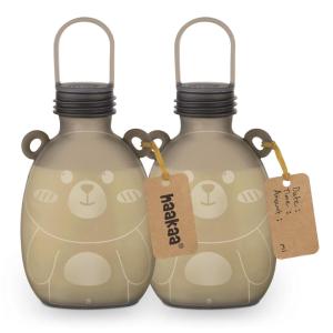 Haakaa Happii Bear Silicone Breast Milk Storage Bag 9oz- Refillable Baby Food Squeeze Pouch – Breastmilk Storage Container Reusable Freezer Bag -No Leak BPA Free -2PK