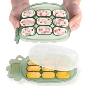 Haakaa Silicone Nibble Freezer Tray -Breastmilk Popsicle Mold – Baby Fruit Food Feeder Tray – Baby Food Maker – Ice Cube Tray – 4 Months+ Babies – BPA Free -Apricot(Light Green)
