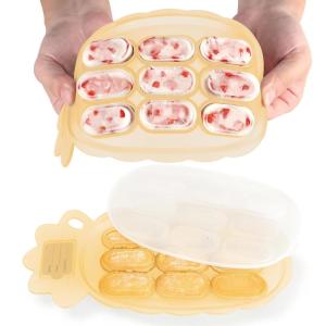Haakaa Silicone Nibble Freezer Tray -Breastmilk Popsicle Mold – Baby Fruit Food Feeder Tray – Baby Food Maker – Ice Cube Tray – 4 Months+ Babies – BPA Free -Apricot(Banana)