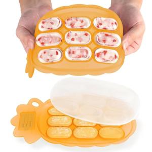 Haakaa Silicone Nibble Freezer Tray -Breastmilk Popsicle Mold – Baby Fruit Food Feeder Tray – Baby Food Maker – Ice Cube Tray – 4 Months+ Babies – BPA Free -Apricot(Apricot)