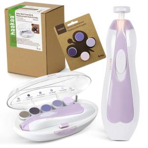 haakaa Baby Nail Trimmer Electric Baby Nail Clippers Kit for Newborn, Toddler or Adults Fingernails and Toenails Care, Baby Nail Care Set & Extra 4 Replacement Pads Combo(Lavender)