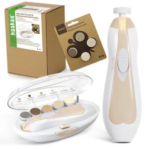 haakaa Baby Nail Trimmer Electric Baby Nail Clippers Kit for Newborn, Toddler or Adults Fingernails and Toenails Care, Baby Nail Care Set & Extra 4 Replacement Pads Combo(Acorn)