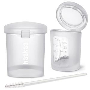 haakaa Colostrum Collector Syringes for Breastmilk Collector for Breastfeeding Moms to Collect Store and Feed Colostrum, 0.1oz/4ml, 2pcs(2 Count (Pack of 1)-Feeding Cup 25ml)