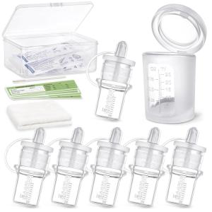 haakaa Colostrum Collector Syringes for Breastmilk Collector for Breastfeeding Moms to Collect Store and Feed Colostrum, 0.1oz/4ml, 2pcs(6 Count (Pack of 1)-2ml + Feeding Cup)