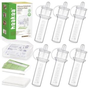 haakaa Colostrum Collector Syringes for Breastmilk Collector for Breastfeeding Moms to Collect Store and Feed Colostrum, 0.1oz/4ml, 2pcs(6 Count (Pack of 1)-6ml)