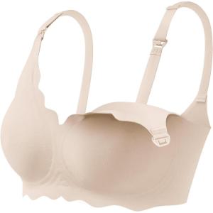 haakaa Nursing Bras for Breastfeeding, Ultra-Comfort Seamless Maternity Bra with Jelly-Strip Support(Beige)