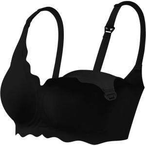 haakaa Nursing Bras for Breastfeeding, Ultra-Comfort Seamless Maternity Bra with Jelly-Strip Support(Black)
