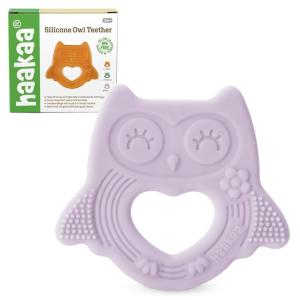 haakaa Silicone Owl Teether,Food-Grade Smiling Teething Toy for Infants, Soft Chew Toys for Babies, BPA Free, Toy for 3 Months+(Lavender)