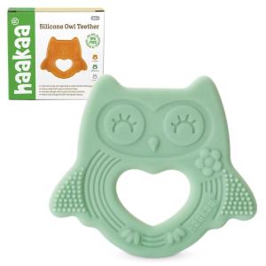 haakaa Silicone Owl Teether,Food-Grade Smiling Teething Toy for Infants, Soft Chew Toys for Babies, BPA Free, Toy for 3 Months+(Pea Green)