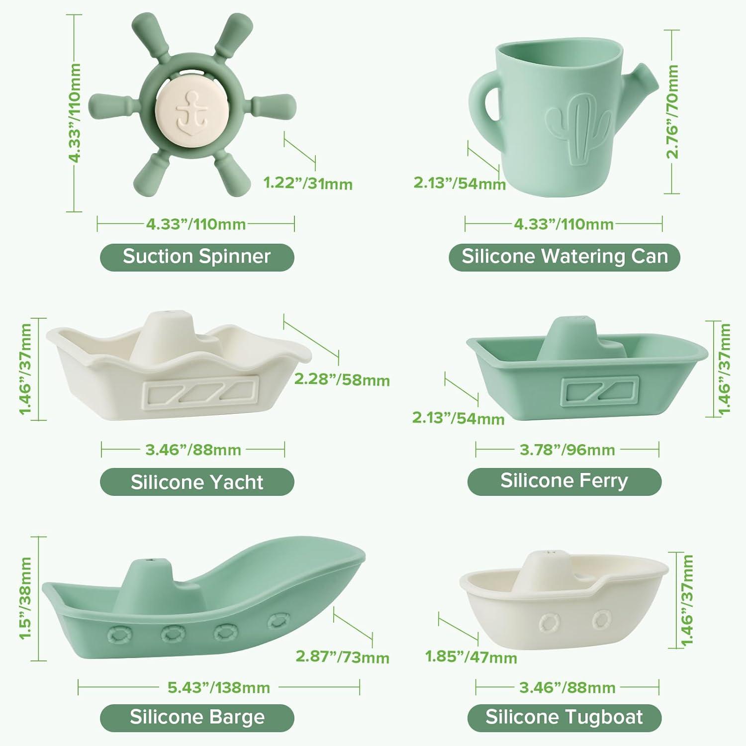image:imageHaakaa Nautical Silicone Baby Bath Toys Set Food Grade Silicone Bathtub Toys for Toddlers MoldFree Stacking Boats amp Spinner Toy amp Pouring Cup BPA Free Floating Tub Toys for Baby 6M