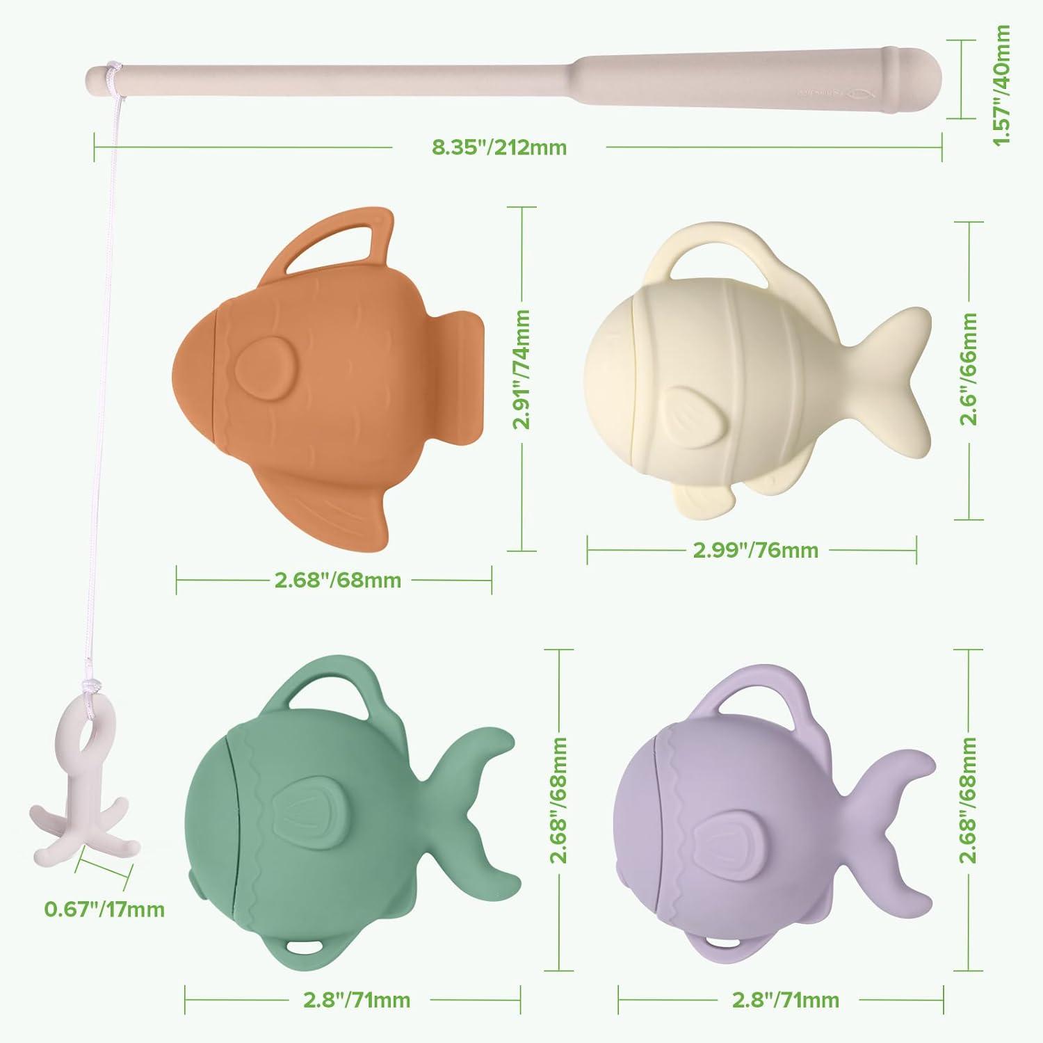 image:imagehaakaa Baby Bath Fishing Toy Set Mold Free Food Grade Silicone Bathtub Fishing Toy for Toddler amp Kids Ages 35 BPAFree Floating Bath Tub Toys for 3 Years