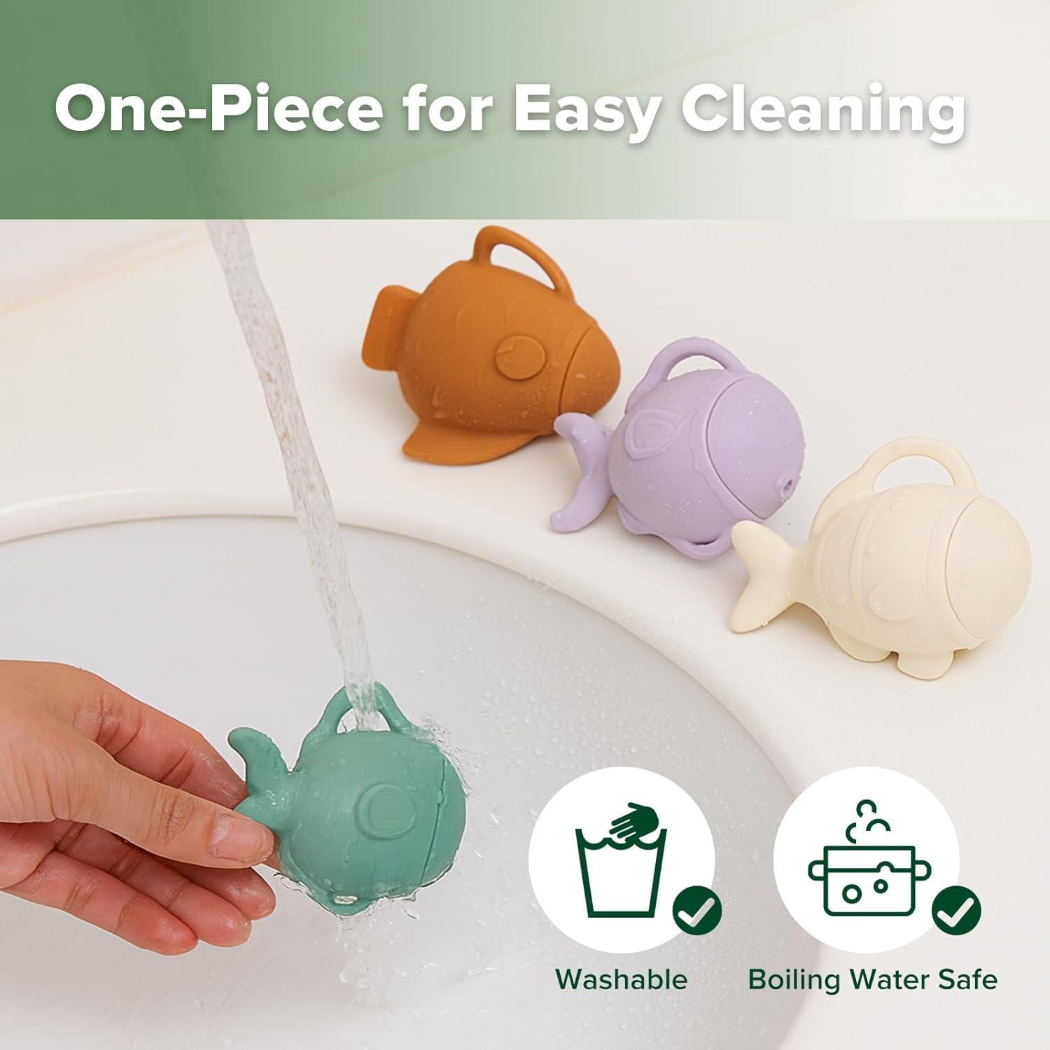 image:imagehaakaa Baby Bath Fishing Toy Set Mold Free Food Grade Silicone Bathtub Fishing Toy for Toddler amp Kids Ages 35 BPAFree Floating Bath Tub Toys for 3 Years