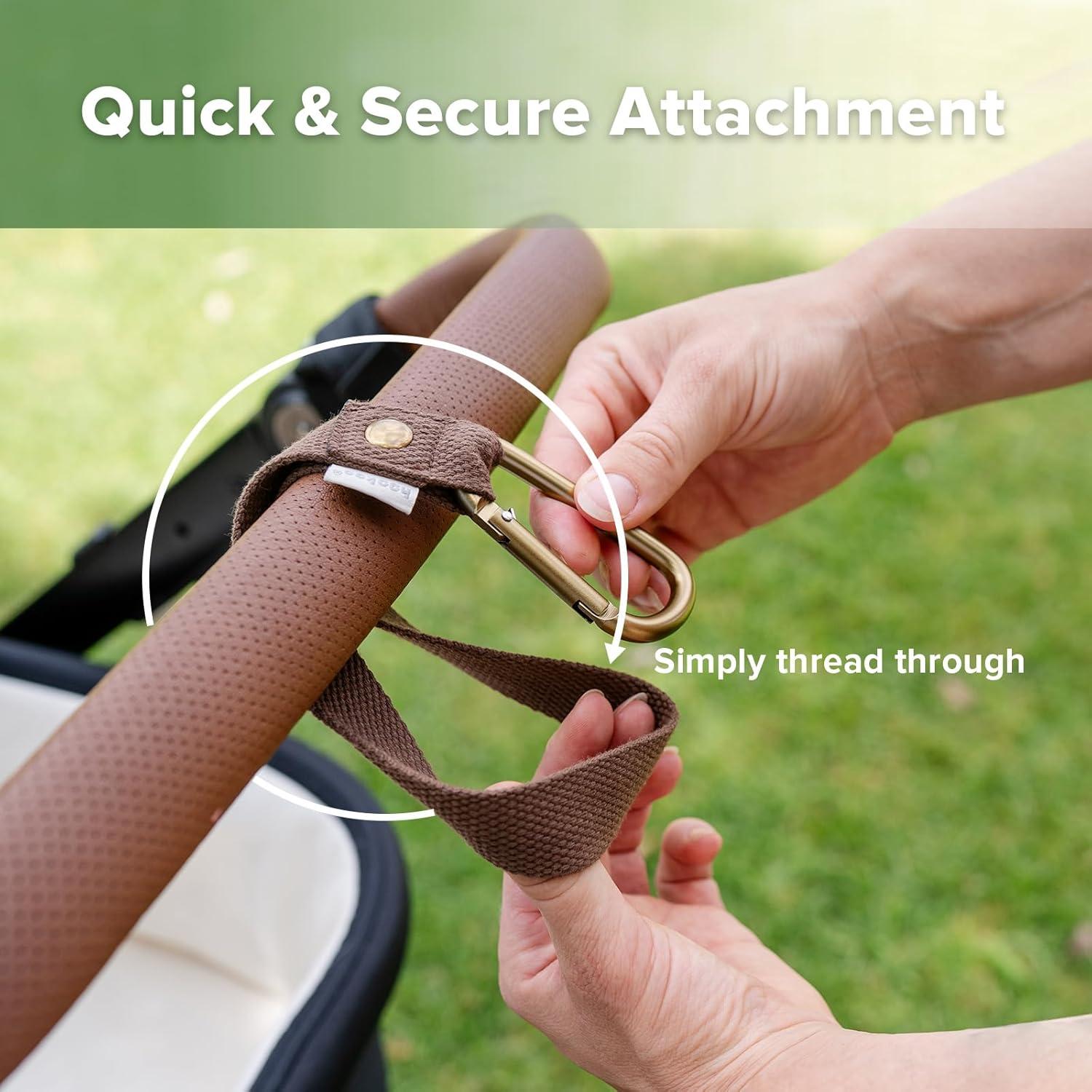 image:imagehaakaa Baby Stroller Hooks for BagsUniversal Stroller Clips and Hooks NonSlip with OneHand Opening Multipurpose Stroller Straps for Diaper Bags Backpacks Bikes amp Shopping Carts Black 2 PackBrown