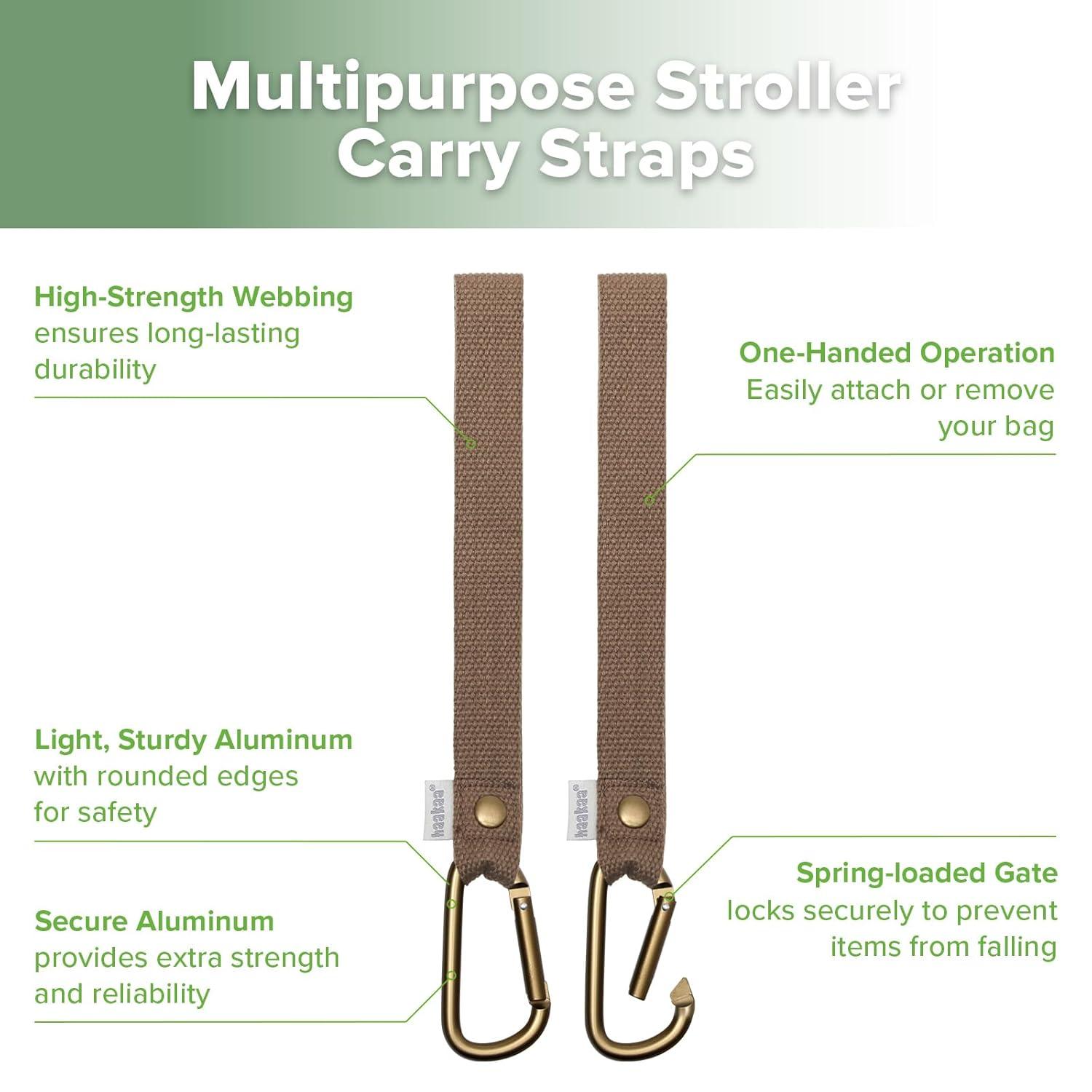 image:imagehaakaa Baby Stroller Hooks for BagsUniversal Stroller Clips and Hooks NonSlip with OneHand Opening Multipurpose Stroller Straps for Diaper Bags Backpacks Bikes amp Shopping Carts Black 2 PackBrown