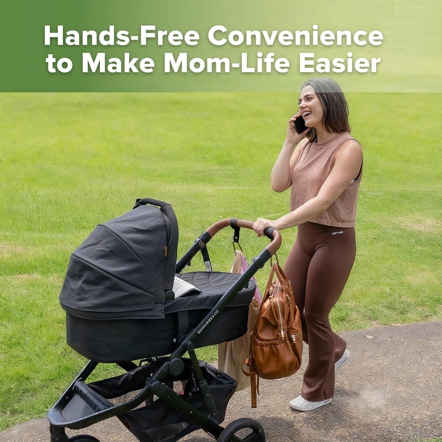 image:imagehaakaa Baby Stroller Hooks for BagsUniversal Stroller Clips and Hooks NonSlip with OneHand Opening Multipurpose Stroller Straps for Diaper Bags Backpacks Bikes amp Shopping Carts Black 2 PackBlack