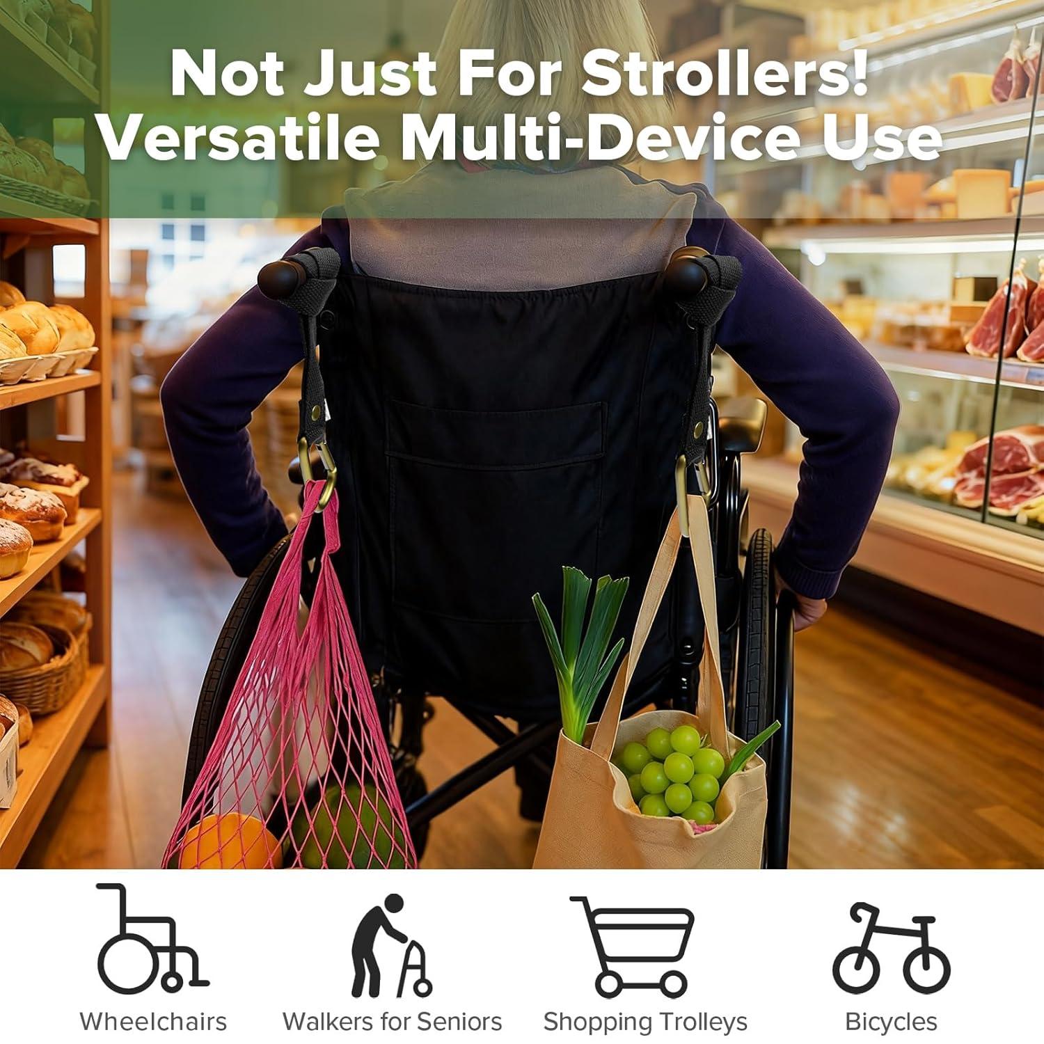 image:imagehaakaa Baby Stroller Hooks for BagsUniversal Stroller Clips and Hooks NonSlip with OneHand Opening Multipurpose Stroller Straps for Diaper Bags Backpacks Bikes amp Shopping Carts Black 2 PackBlack