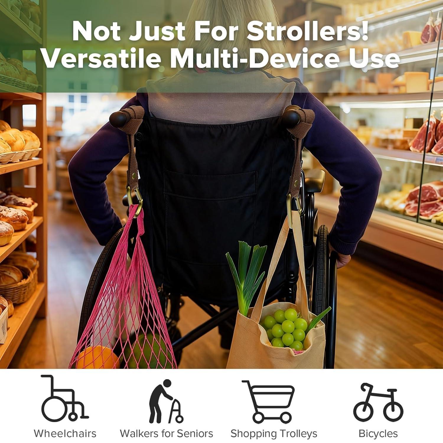 image:imagehaakaa Baby Stroller Hooks for BagsUniversal Stroller Clips and Hooks NonSlip with OneHand Opening Multipurpose Stroller Straps for Diaper Bags Backpacks Bikes amp Shopping Carts Black 2 PackBrown