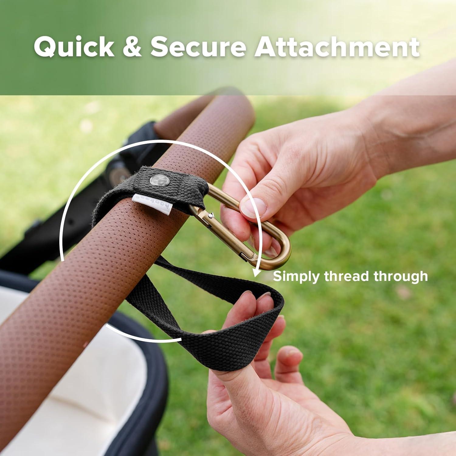 image:imagehaakaa Baby Stroller Hooks for BagsUniversal Stroller Clips and Hooks NonSlip with OneHand Opening Multipurpose Stroller Straps for Diaper Bags Backpacks Bikes amp Shopping Carts Black 2 PackBlack