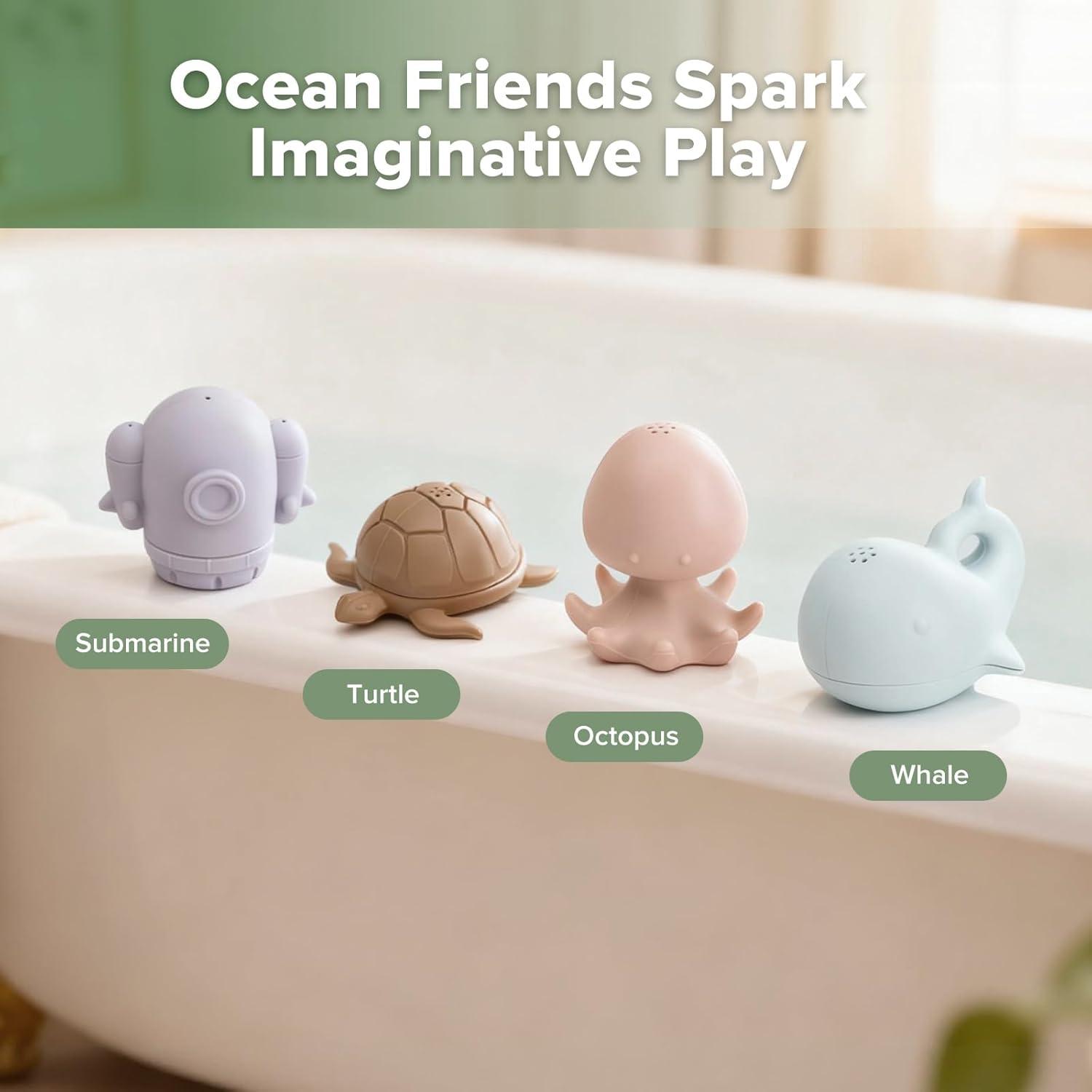 image:imagehaakaa Ocean Squirter Baby Bath Toy Mold Free Food Grade Silicone Bathtub Squirt Toys for Toddler 13 BPAFree Squeeze Floating Bath Tub Toys for Babies amp Infant 612 MonthsOcean Explorer