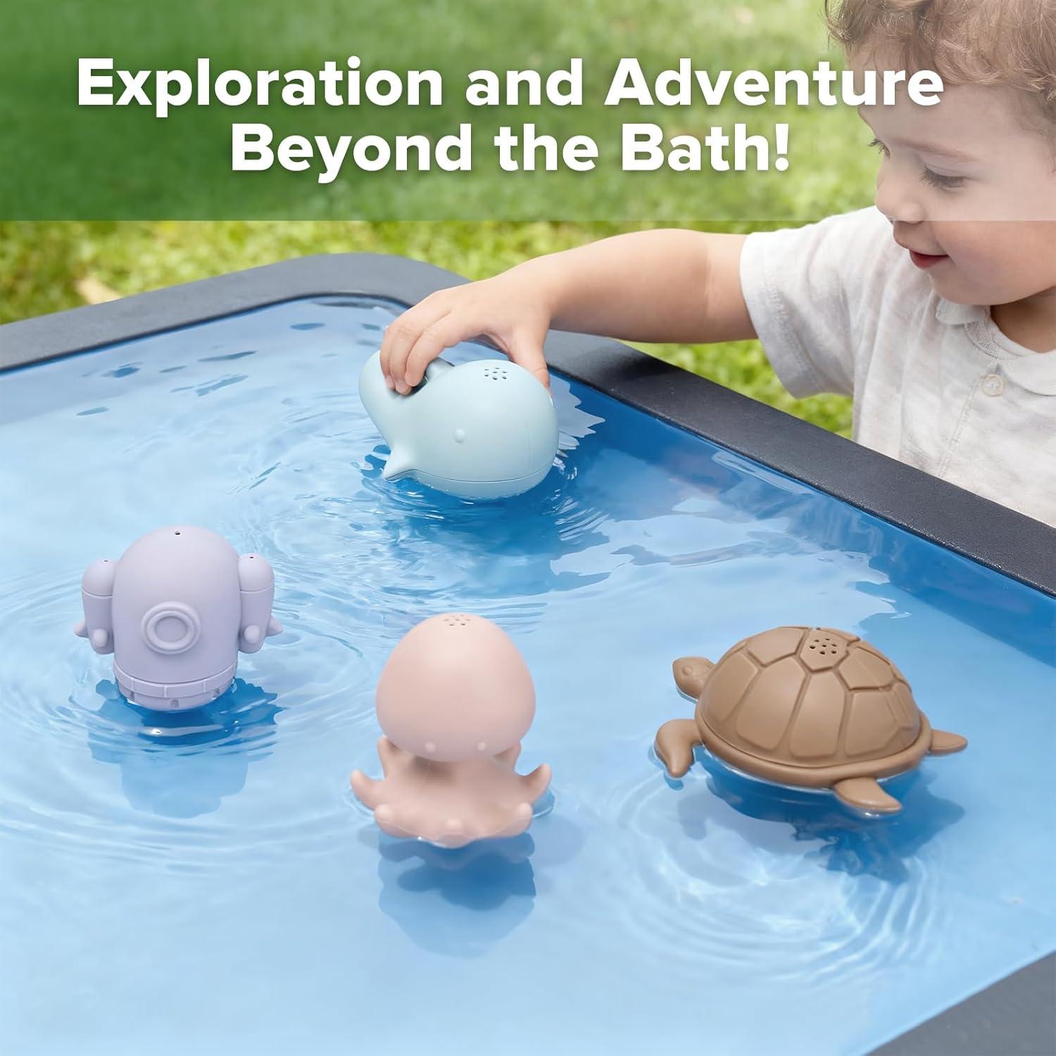 image:imagehaakaa Ocean Squirter Baby Bath Toy Mold Free Food Grade Silicone Bathtub Squirt Toys for Toddler 13 BPAFree Squeeze Floating Bath Tub Toys for Babies amp Infant 612 MonthsOcean Explorer