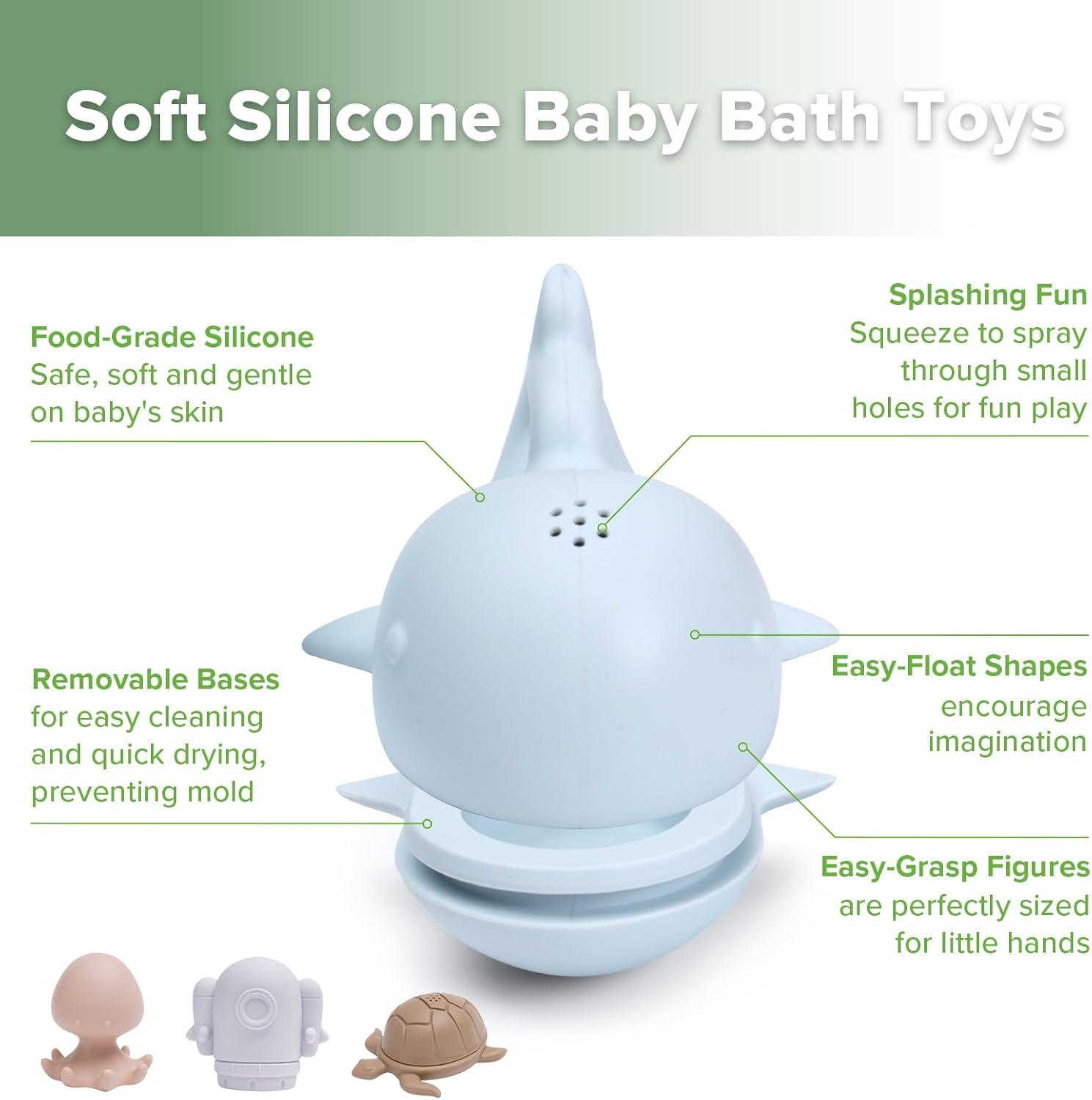 image:imagehaakaa Ocean Squirter Baby Bath Toy Mold Free Food Grade Silicone Bathtub Squirt Toys for Toddler 13 BPAFree Squeeze Floating Bath Tub Toys for Babies amp Infant 612 MonthsOcean Explorer