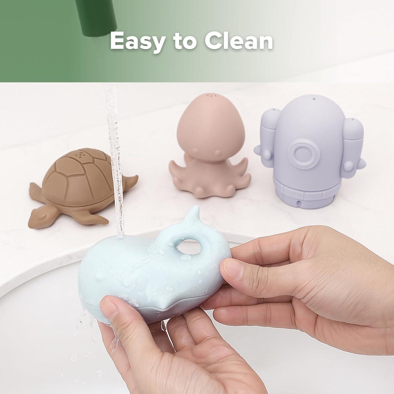 image:imagehaakaa Ocean Squirter Baby Bath Toy Mold Free Food Grade Silicone Bathtub Squirt Toys for Toddler 13 BPAFree Squeeze Floating Bath Tub Toys for Babies amp Infant 612 MonthsOcean Explorer