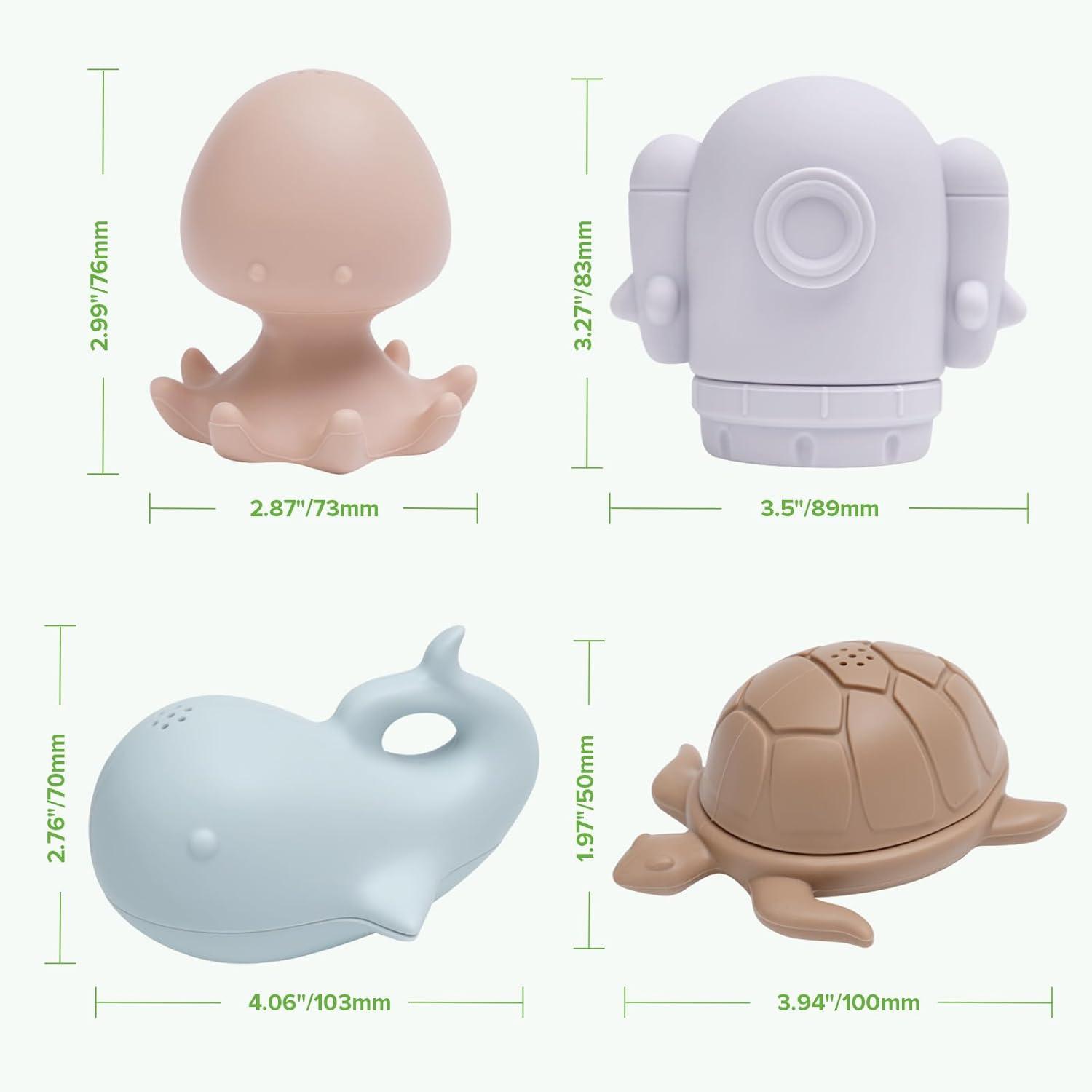 image:imagehaakaa Ocean Squirter Baby Bath Toy Mold Free Food Grade Silicone Bathtub Squirt Toys for Toddler 13 BPAFree Squeeze Floating Bath Tub Toys for Babies amp Infant 612 MonthsOcean Explorer