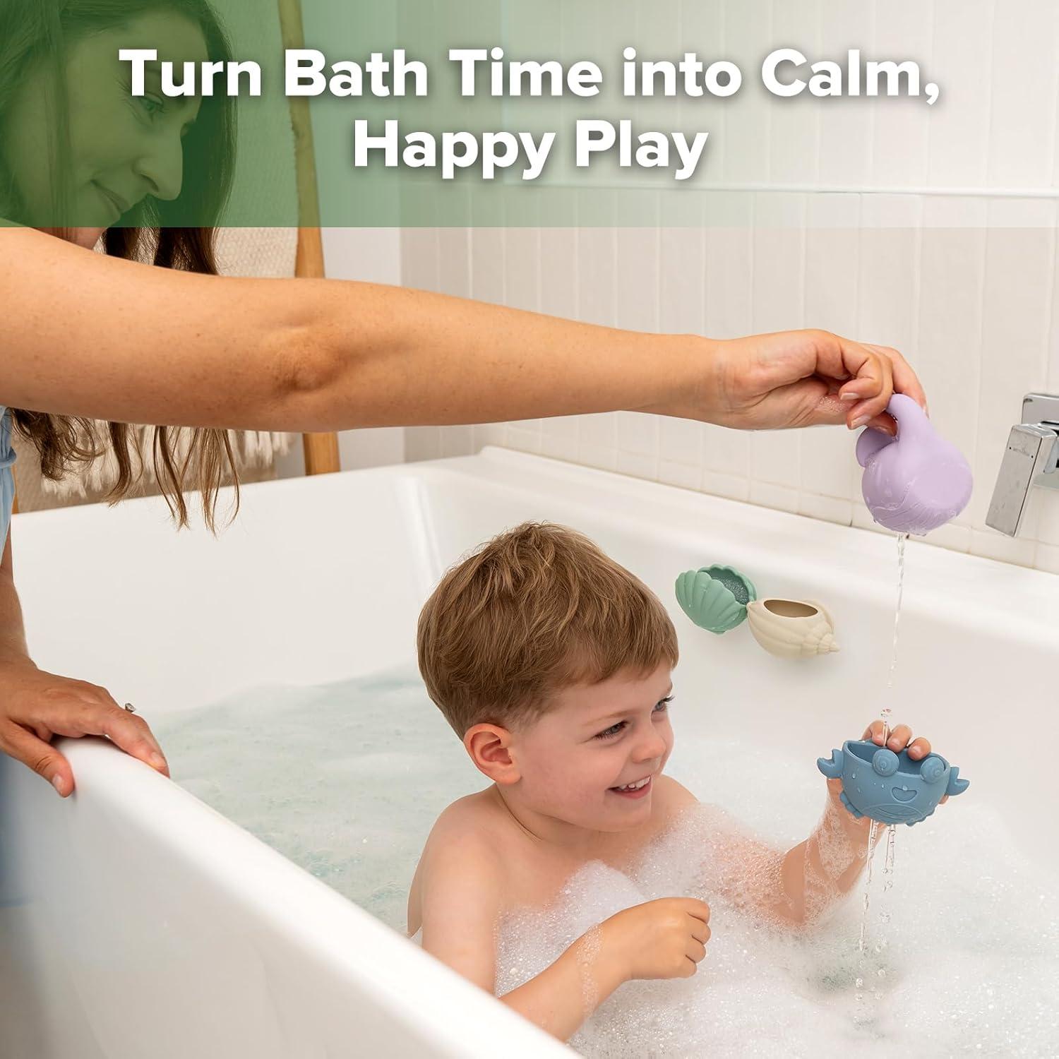 image:imagehaakaa Tidal Tribe Silicone Baby Bath Toy Set Mold Free Food Grade Silicone Bathtub Pour and Toys for Toddler 13 BPAFree Bath Tub Toys for Babies amp Infant 612 Months