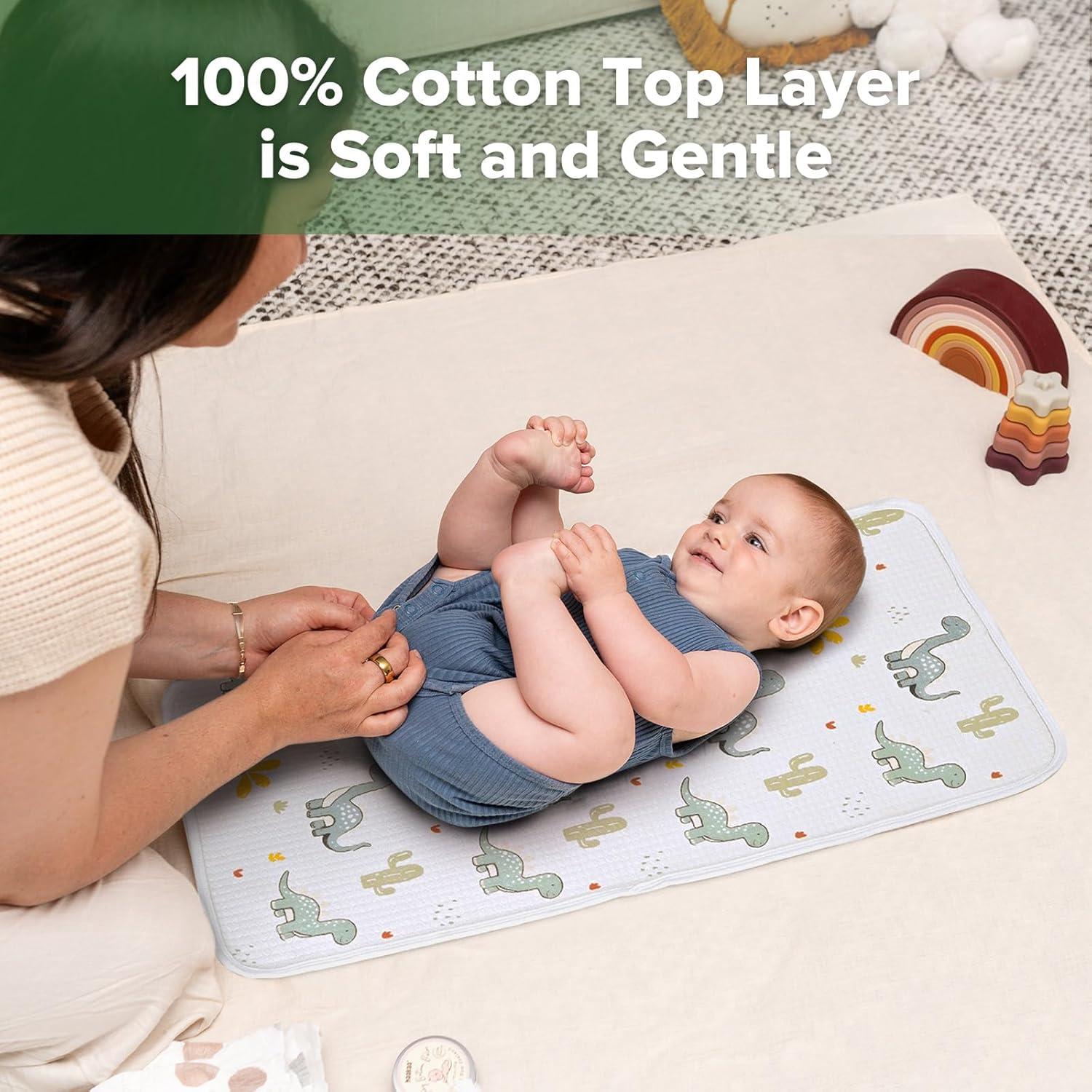 image:imagehaakaa Waterproof Changing Pad Liners 100 Cotton Soft amp Breathable 2pcs 13 x 275 Construction CrewDino LandConstruction CrewDino Land
