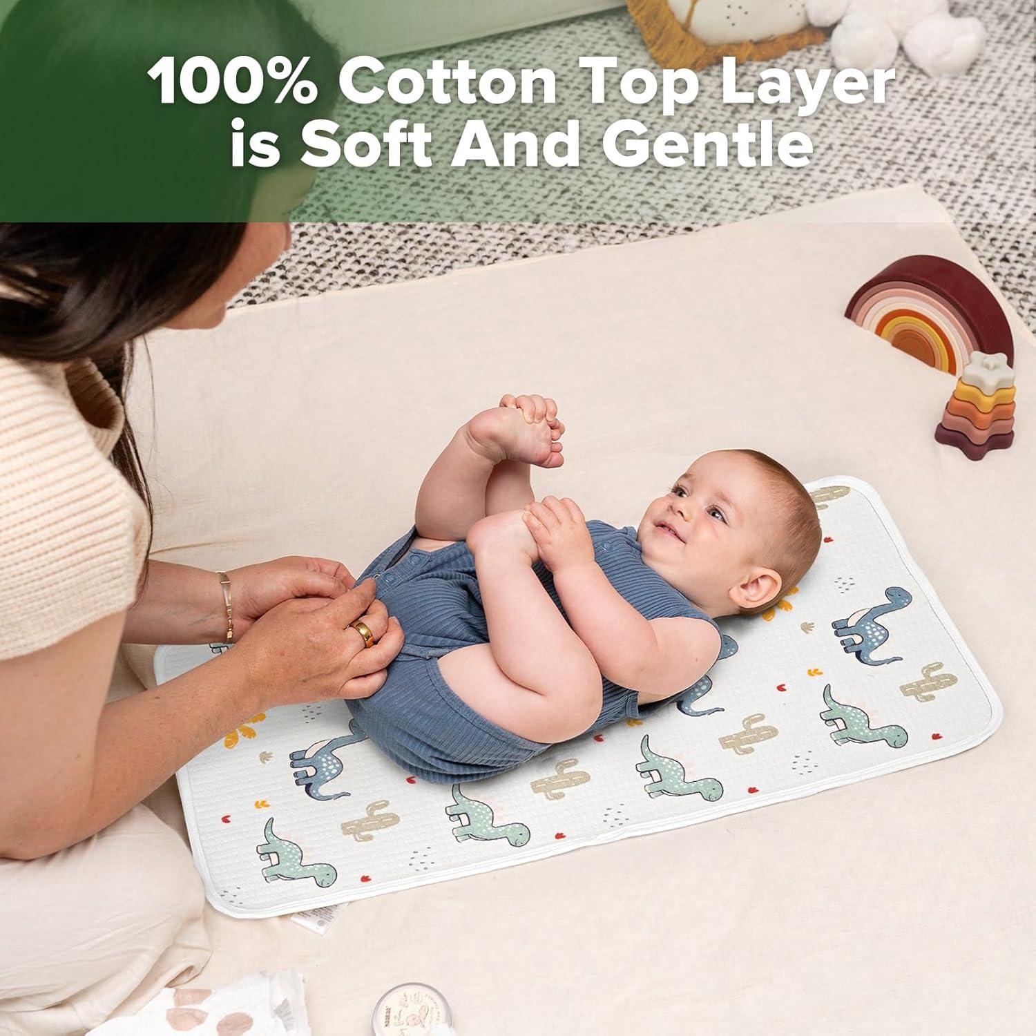 image:imagehaakaa Waterproof Changing Pad Liners 100 Cotton Soft amp Breathable 2pcs 13 x 275 Construction CrewDino LandDino LandCheckered Days