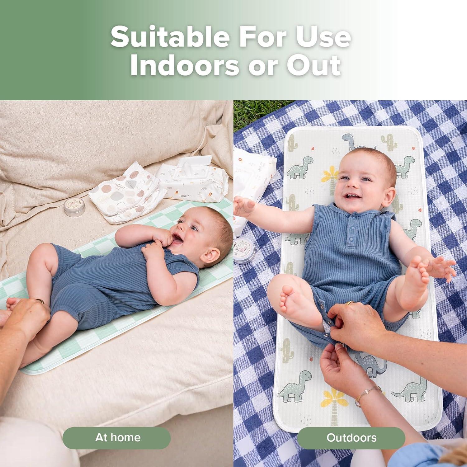 image:imagehaakaa Waterproof Changing Pad Liners 100 Cotton Soft amp Breathable 2pcs 13 x 275 Construction CrewDino LandDino LandCheckered Days